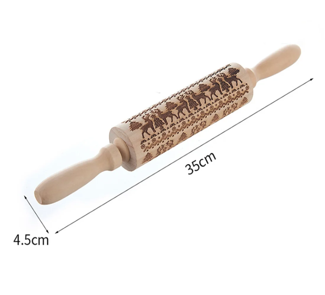 1 шт. деревянная Скалка тиснение выпечки Рождество Лось печенье лапша бисквит Фондант