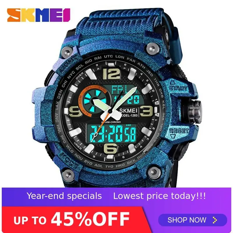 

SKMEI Sport Watch Men Waterproof Digital Watches Top Brand Dual Display Wristwatches Silicone Watch Band relogio masculino 1283