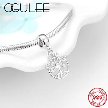 

Simple 925 Sterling Silver Hollow Tree of life CZ pendant Dangle Charms Fit Original European Bracelets Fine Jewelry making