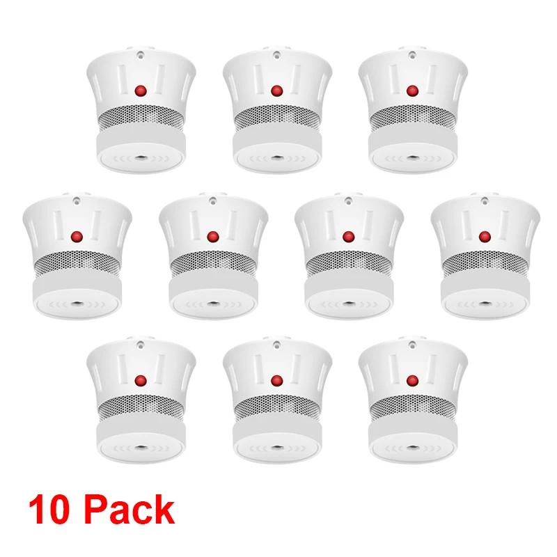 10pcs CPVan FSD002 умный детектор дыма EN14604 CE сертифицированный пожарная защита 10 лет Срок службы батареи пожарный дым с фотоэлектрическим датчиком датчик огня сигнализация для дома противопожарная система - Цвет: 10pcs