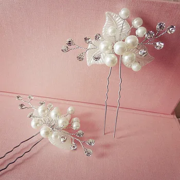 

Popular bridal headdress bridal handmade pearl water diamond flower silk hairpin white wedding dress accessories