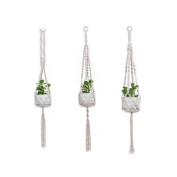 

3pcs Handmade Macrame Plant Hanger Indoor Outdoor Rope Hanging Basket Net Pot Y5GB