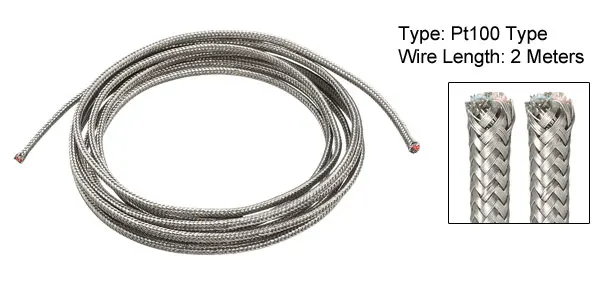 Uxcell провод термопары K Тип/E Тип/герметизирующая ptfe-лента для 100 многожильный провод удлинитель провод 1/2/5 метров в длину Нержавеющая сталь Setal-экранированный - Цвет: PT100-2M