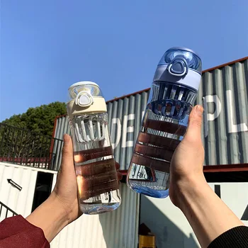 

Outdoor Sports Plastic Water Bottle Men's and Women's Large-Capacity Rocking Cup Bouncing Cover with Scale Portable Cup