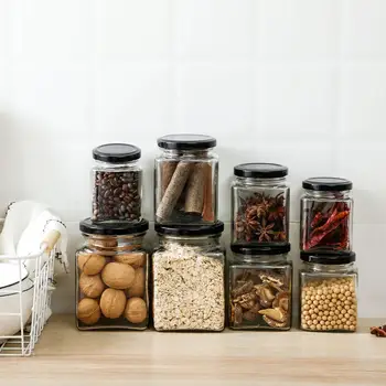 

Kitchen Storage Containers Transparent Glass Food Storage Jar Bottle Candy Home Glass Sealed Container Kitchen Organizer
