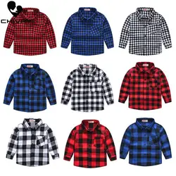 Spring Autumn 2022 New Boys Long Sleeve Classic Plaid Lapel Shirts Tops with Pocket Baby Boys Casual Shirt Kids Clothing