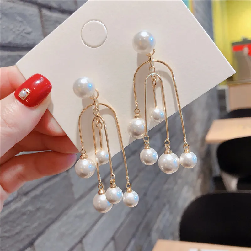 

Personality Drop Dangle Earrings With Pearls 2019 New Korean Baroque Style Statement Big Earrings Party Jewelry Wholesale