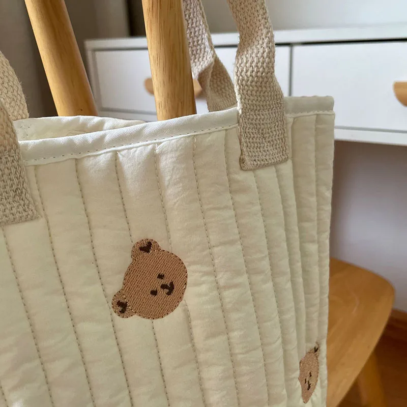 Cotton Baby Diaper Bags with Bear Embroidery for Moms