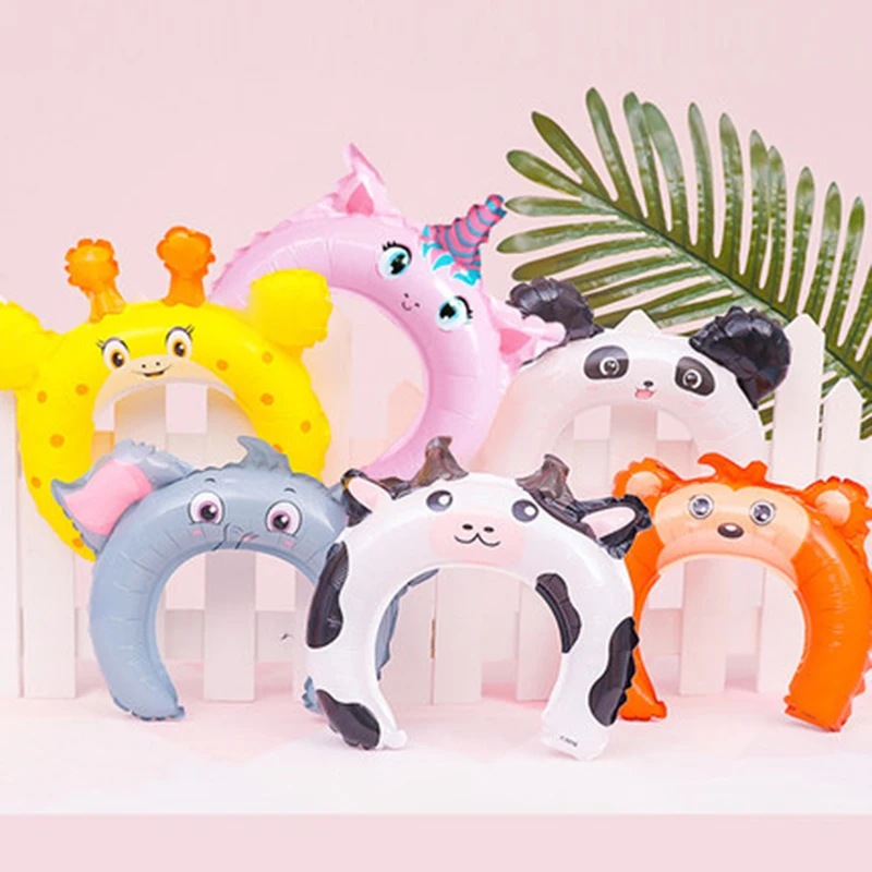 

6/10pcs Kids Cute Animal Headband Foil Balloon Mickey Minnie Panda Frog Fox Baby Shower Happy Birthday Wedding Party Decoration