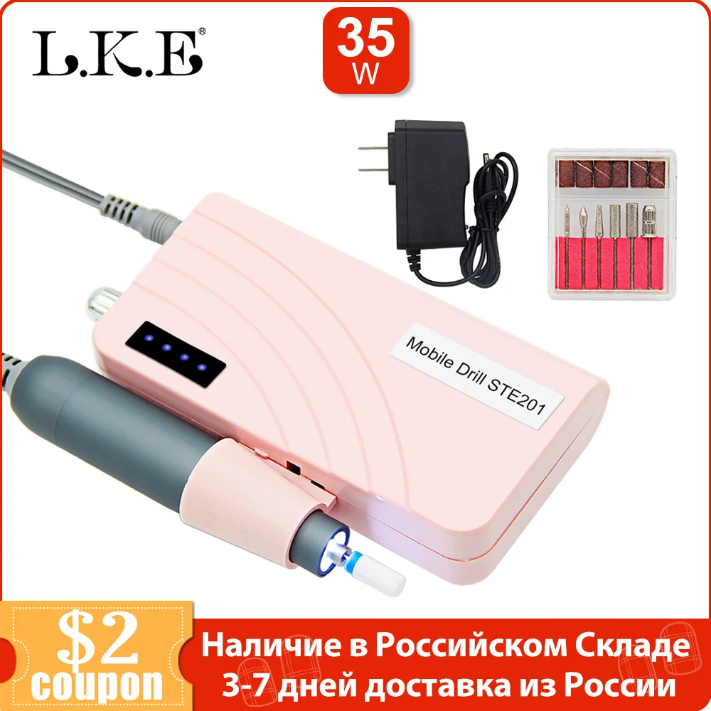 

LKE 35W Portable Electric Nail Drill Machine 35000RPM Rechargeable Wireless Manicure Pedicure Art Tool Set For Nail Equipment