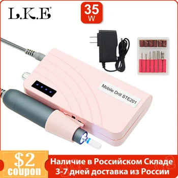 

LKE 35W Portable Electric Nail Drill Machine 35000RPM Rechargeable Wireless Manicure Pedicure Art Tool Set For Nail Equipment