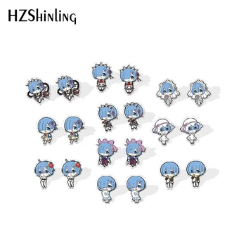 

2020 New Re:zero Starting life in Another World Stud Earring Cute REM Acrylic Earrings Resin Epoxy Jewelry Shrinky dinks Earring