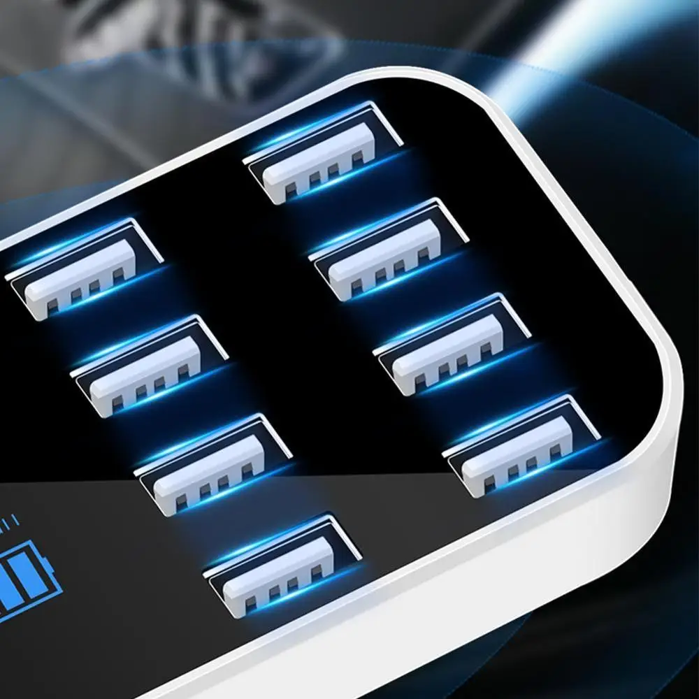 8 портовый USB концентратор быстрое зарядное устройство со светодиодным дисплеем 3