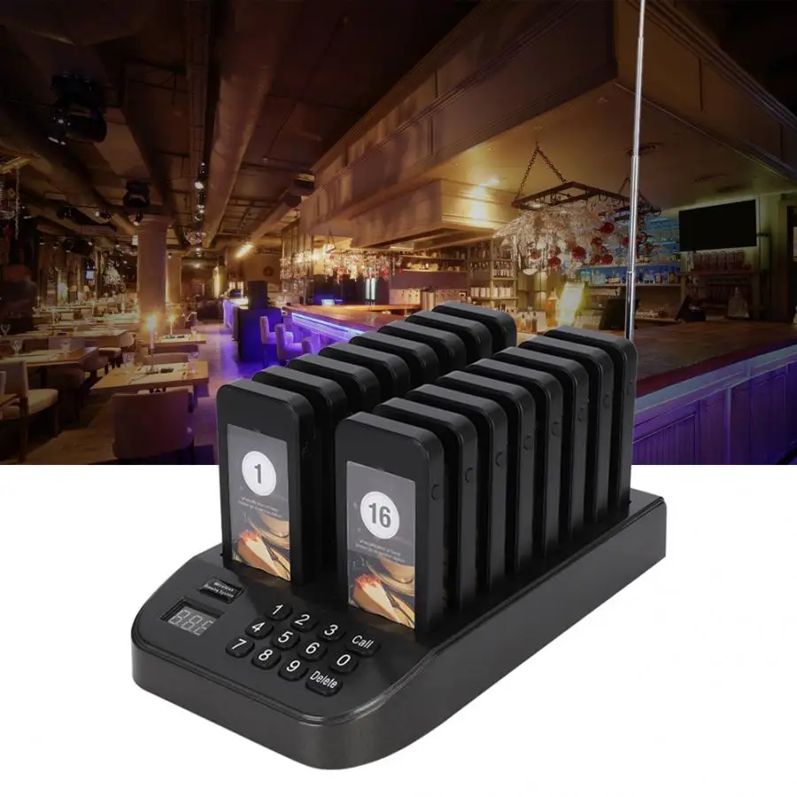 SU-66S Restaurant Pager Wireless Calling System 16 Channels Restaurant Pager Waiter With LED Light For Nursery Cafe wireless calling system