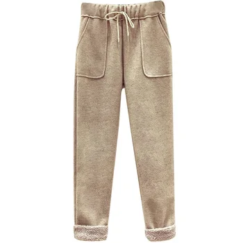 

Women Pants Autumn 2020 Spring winter woolen pants New Loose thickened velvet lamb Harun radish Casual Ankle Length pants 40D