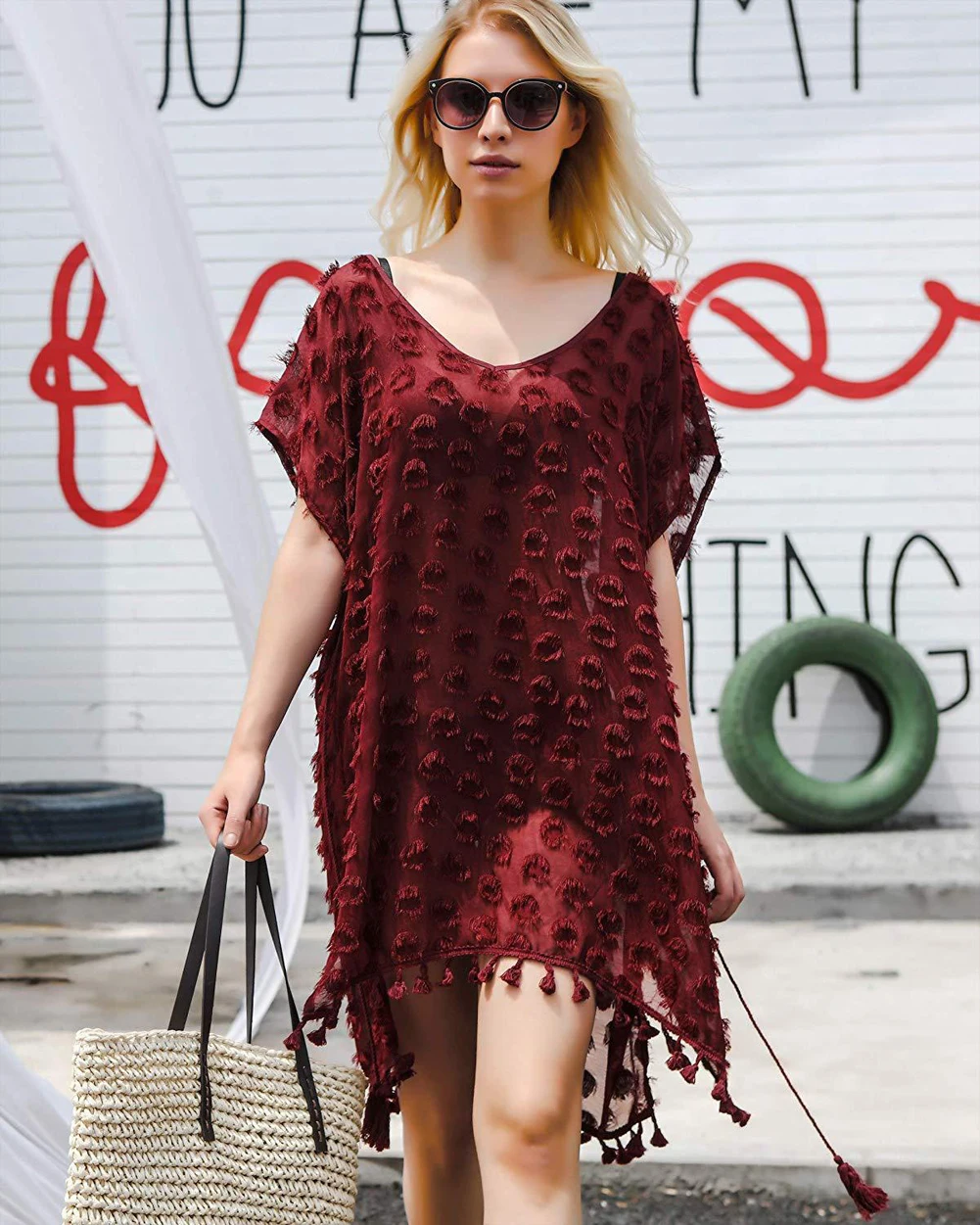 Женская пляжная одежда Пляжная накидка пляжная одежда накидка летние женские платья с кисточками