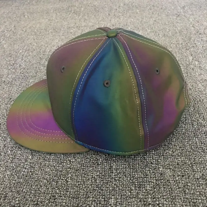 Цветной, отражающий Кепка для мужчин и женщин в стиле панк, хип-хоп, светоотражающая Повседневная бейсбольная кепка, snapback, ночная, отражающая Легкая шляпа
