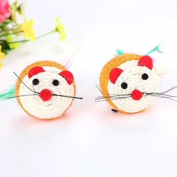 

Pet Supplies New Style Self Hi Toy Large Size Sisal Mouse Headband Feather Tail