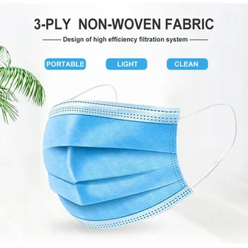

100pcs 3 Layers Filter Dustproof Face Mouth Protective Mask Disposable Protect Earloop Non Woven Mouth Masks Shipping in24 hours