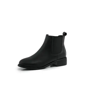 

Autumn Winter 2021 Women's Boots Genuine Leather Round Toe Thick Heels Women Shoes Newest Party Casual Basic Shoes Woman