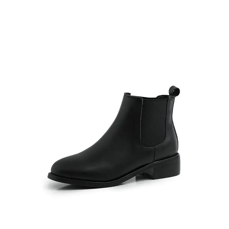 Autumn Winter 2021 Women's Boots Genuine Leather Round Toe Thick Heels Women Shoes Newest Party Casual Basic Shoes Woman