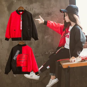 

Fashion Spring Jacket for Girl Blue White Patchwork Jackets Autumn Kids Girl Coats Baseball Clothes Kids Little Girls Clothing