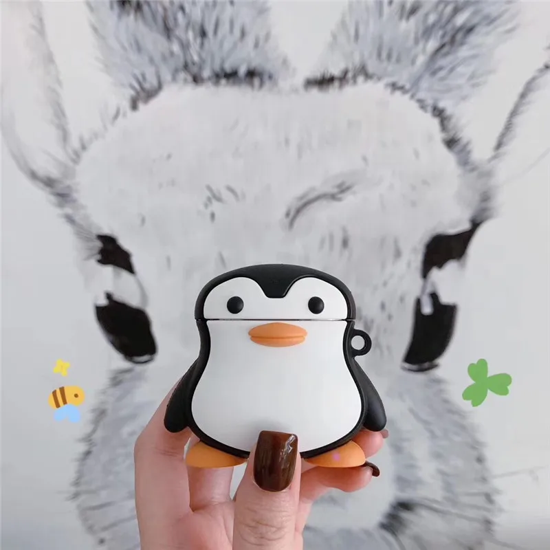 

Cute penguin for airpods 1 2 Animal With Finger Ring Anti-knock Dirt-resistant Fitted Case for apple phones case