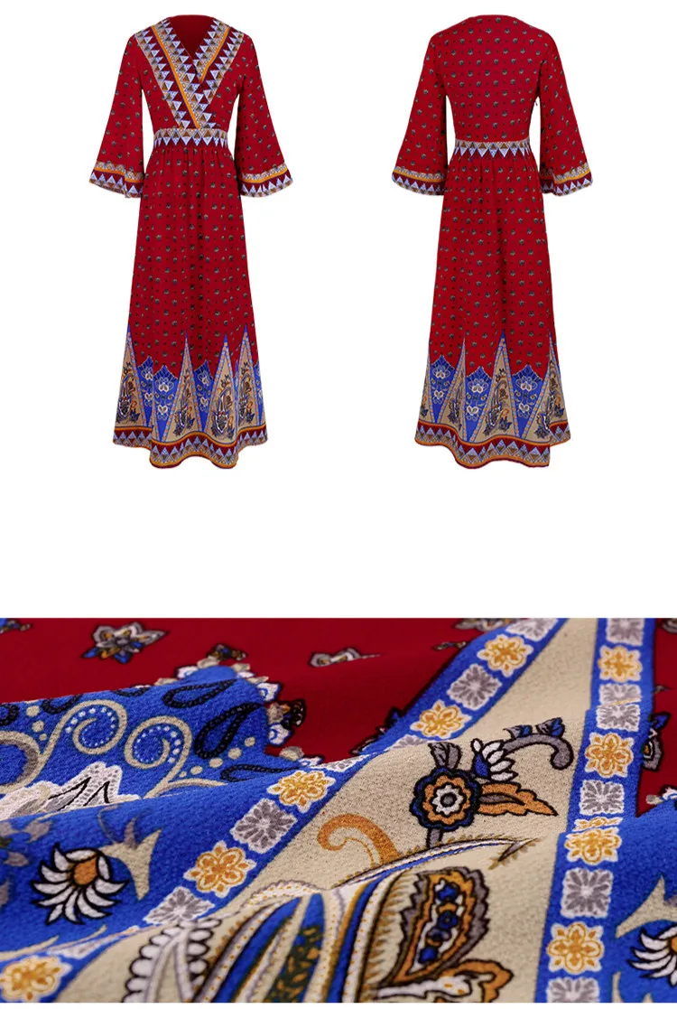 KIYUMI Boho Платье женское Lannon макси платья осень этнический Ветер длинный рукав Крымское пляжное путешествие пустыня цыганское красное платье