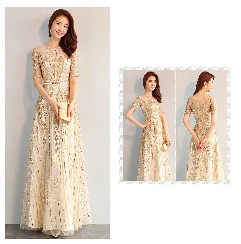 Woman Dresses for Party and Wedding Elegant Women Sexy Dress Lace Appliques A-Line Gold Bridesmaid Dresses Vestido Azul Marino