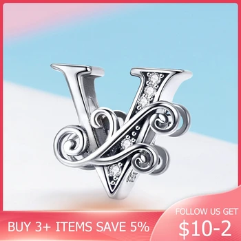 

CodeMonkey 2019 Sterling 925 Silver Name Letter Alphabet V Charm Bead Fit Original Design Bracelets Pendant Silver Jewelry 030V