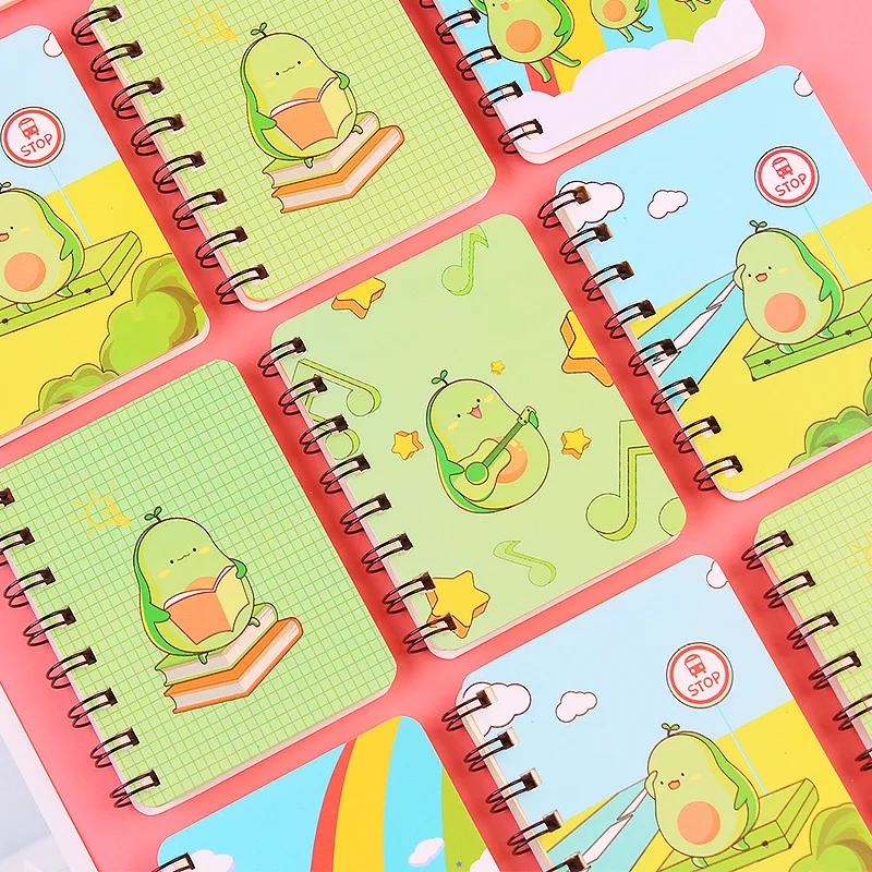 

Avocado Series Flip Horizontal Coil Notebook Learning Stationery Notebook Pocket Mini Portable Carriable Little Book