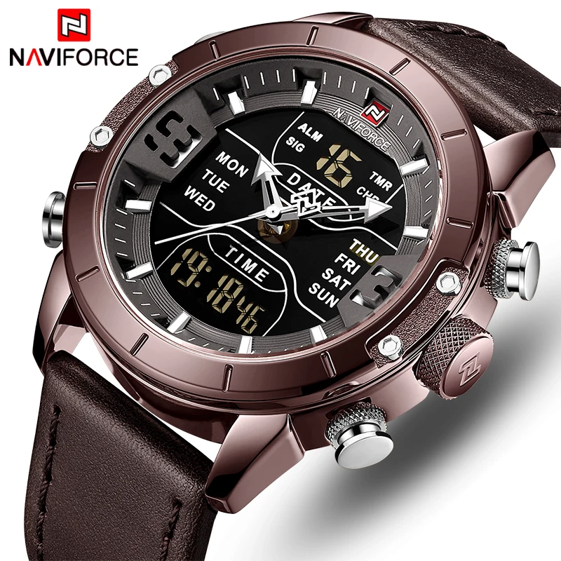 Часы наручные NAVIFORCE Мужские кварцевые брендовые Роскошные водонепроницаемые