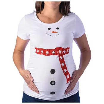 

Pregnant Maternity T Shirts Women Cute Christmas Snowman Cartoon Maternity T Shirts Pregnancy Tee Tops Xmas Clothes Plus Size