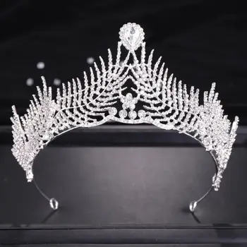 

Silver Color Rhinestone Tiara Royal Queen Princess Diadem Bridal Bride Wedding Party Headpieces Hair Accessories for Women