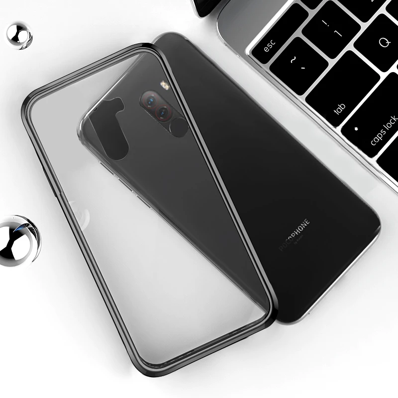 

For Pocophone F1 Case Transparent PC Cover 360 Full Protection Phone Case On For Xiaomi Poco phone F1 Cover Durable Clear Bumper
