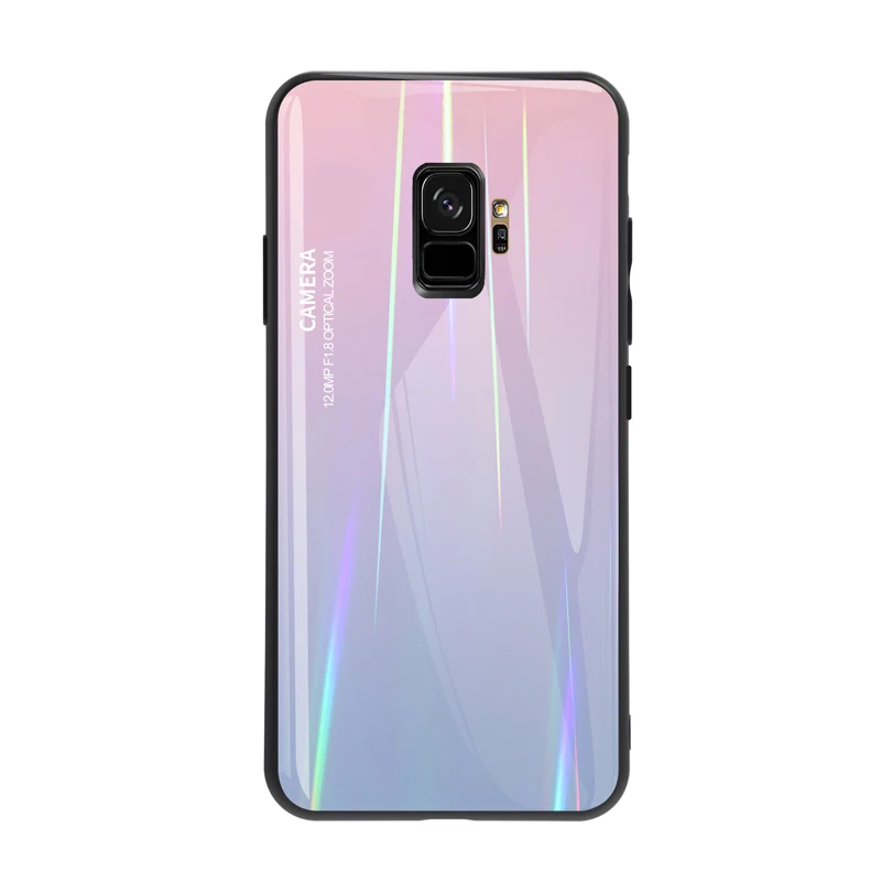 flame Pink Лазерная защитная пленка из закаленного стекла чехол для телефона для Samsung Galaxy S8 S9 плюс S10 Note 8 9 10 Pro A10 A20 A30 A40 A50 A70 M10 Аврора чехол - Цвет: flame Pink