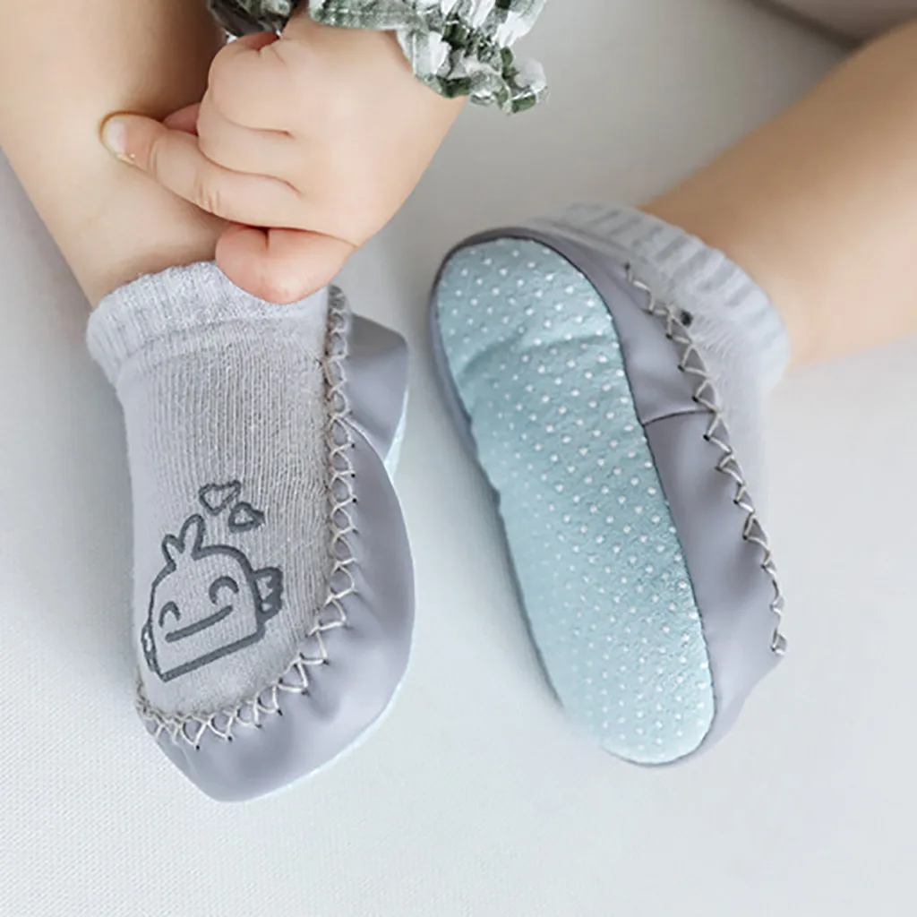 

Baby shoes socks Children Infant Cartoon Fox Owl Socks Toddler Indoor Home Socks Soft PU Leather Sole Sock Anti-slip Slippers