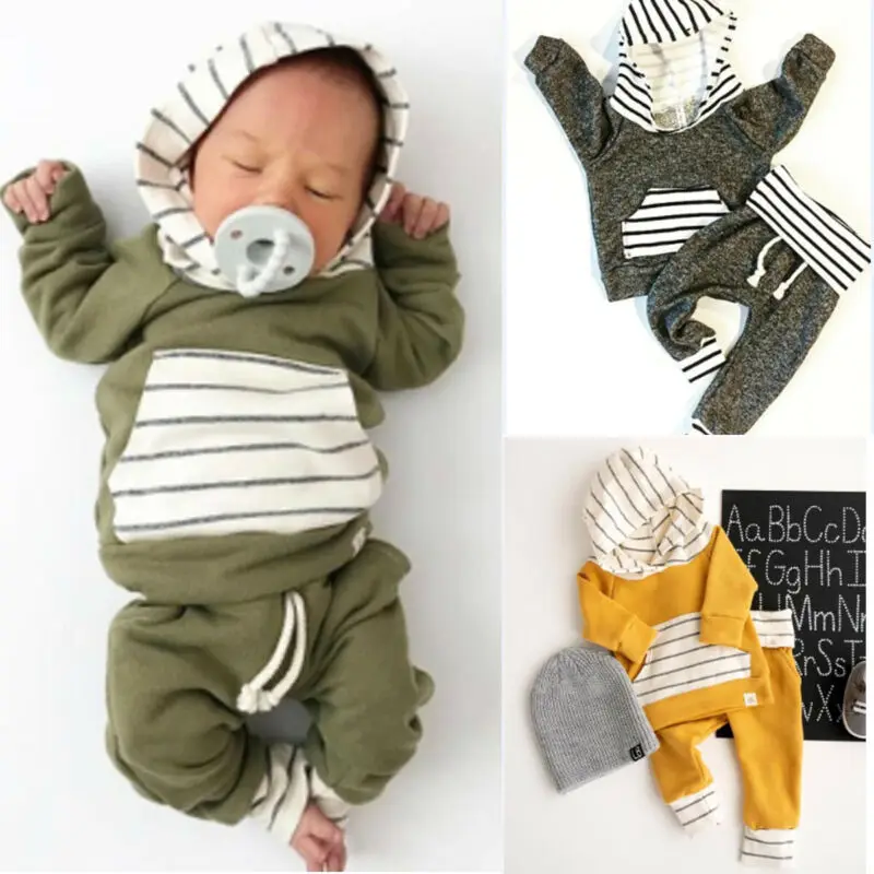 Emmaaby/Одежда для новорожденных мальчиков и девочек от 0 до 24 месяцев, топы с капюшоном и длинными рукавами, длинные штаны, комплект из 2 предметов комплект осенней одежды