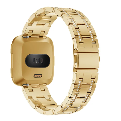 Алмазный обруч для Fitbit Versa/Versa 2/Versa lite ремешок сменный Браслет ремень из нержавеющей стали wachband Fitbit аксессуары - Цвет ремешка: gold