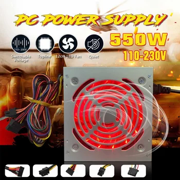 

550W PC Power Passive PFC With Flash Light Mute Wear-resisting 12V ATX Computer Case Host Power Supply for all CPU