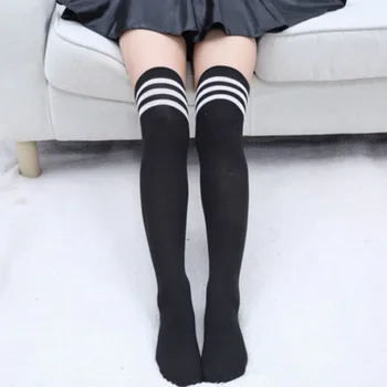 

Korean women's long socks over the knee socks three-bar striped tube socks student Japanese skateboarding football socks women