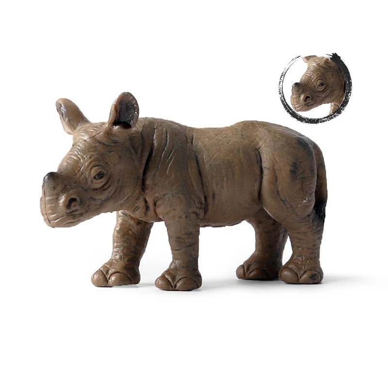 Детская модель животных 5 носорог Бегемот набор диких животных Rhino Бегемот фигурка статическое цельное изделие игрушка