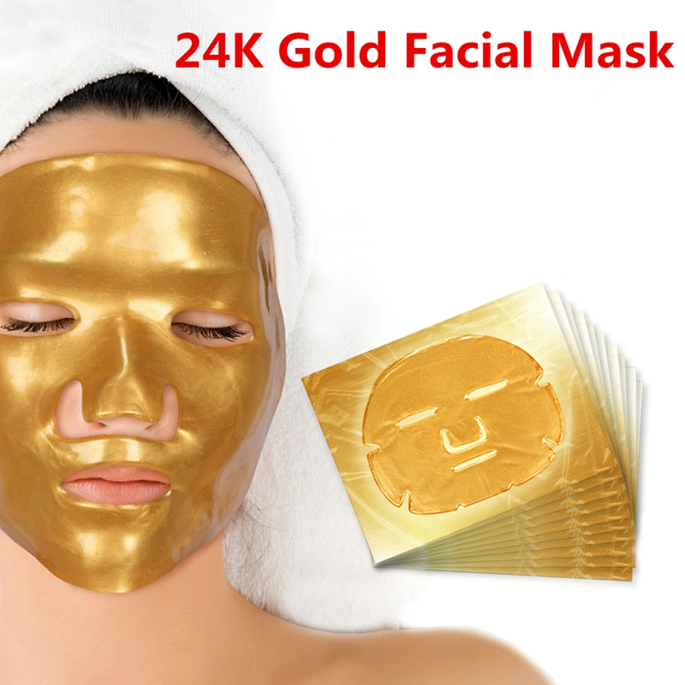 

Crystal Collagen 24K Gold Facial Mask Anti-Aging Fades Fine Lines Dark Circles Wrinkle Face Clean Masks Beauty Skin Care