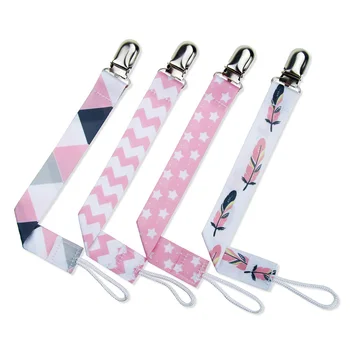 

4Pcs Nipple Shower Holder Baby Teething Printed Belt Boys Girls Chain Pacifier Clips Polyester Toys Dummy Anti-drop Gift