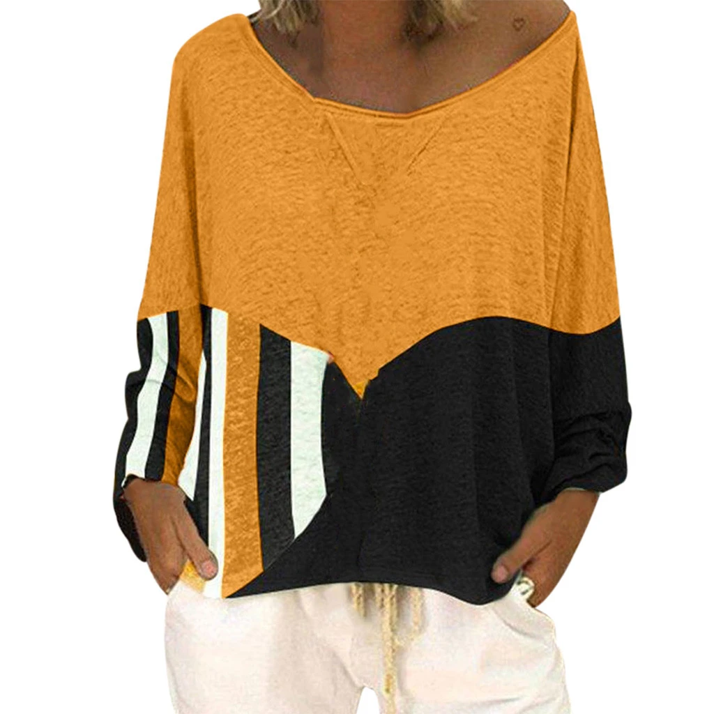 JAYCOSIN Fashion Blouse Casual Loose Round Neck Long Sleeve Color Matching Shirts Blouses Embroidery Casual Women Full Shirt 722