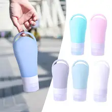 Portable Silicone Refillable Bottle Empty Travel Cosmetics Container with Retractable Buckle for Cream Shampoo Liquid Lotion Gel