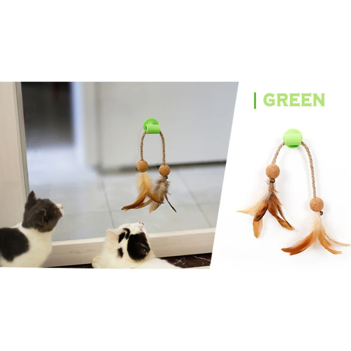 High Pet Feather Window Sucker Cats Play False Birds Scratches Toys Cats Feather Wall-Mounted Sucker UEJ