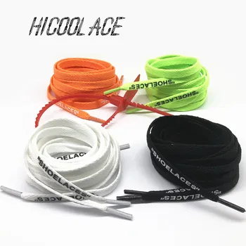 

2020 New 47"/55"/63" Printing "SHOELACES" Handmade Flat Shoelaces With Red Zip Tie for The White "The Ten" Boots-50 Pairs/Lot