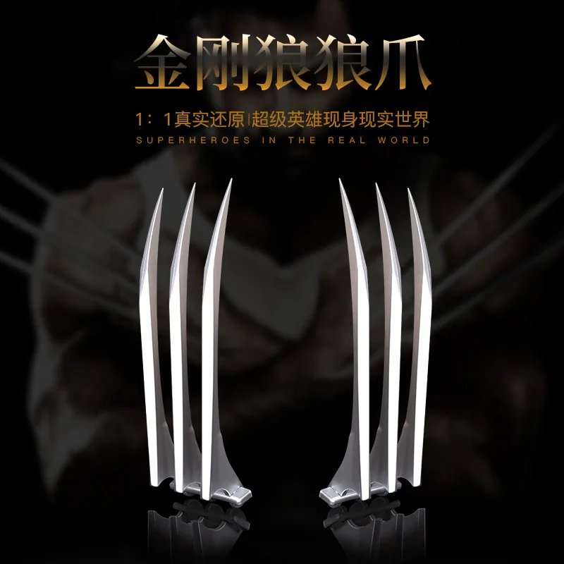Anime Cosplay X-Men Logan's Claws Silver ABS Plastic Weapon Adult Halloween Prop Hand Wearing Cool Role Play Accessories |