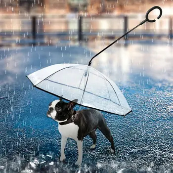 

Transparent Pet Umbrella Dog C-type Umbrella Pet Supplies Adjustable Rain Day Hyena Traction Rope